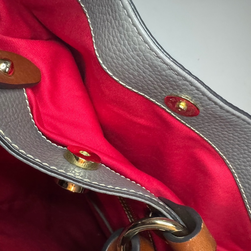 [Dooney & Bourke] Gray Pebble Grain Leather Barlow Satchel - Picture 9 of 13